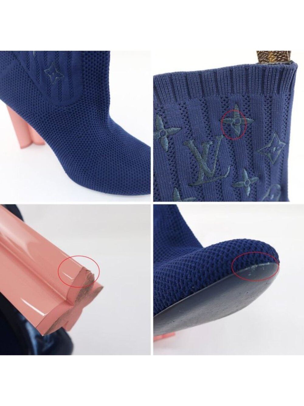 Louis Vuitton Knit Boots Ankle Sock Navy Pink - Picture 9 of 10